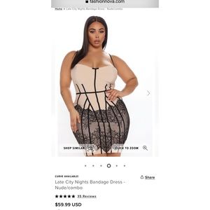 Black and nude bandage dress